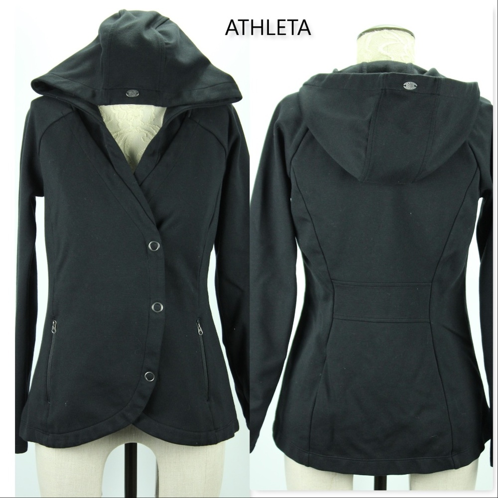 Women's ATHLETA Black Snap Front Hooded XS